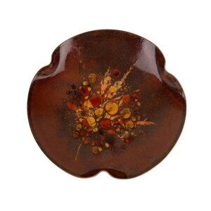 Vintage Enamel Copper Trinket Tray Abstract Art SKA 668 MCM Red Orange Yellow